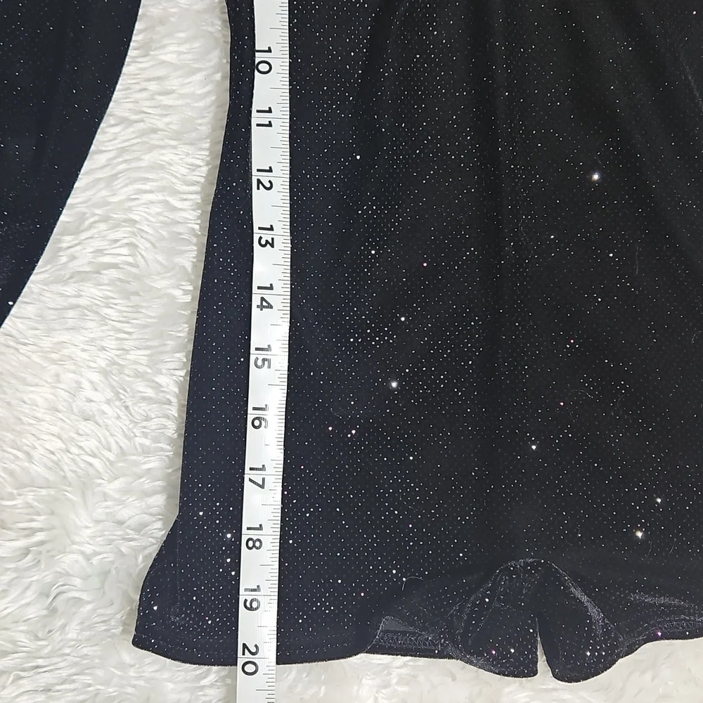 Cicci Girls Black Glitter Ballerina Costume 2-Pc Dance Leotard Tutu Skirt Sz 5-6